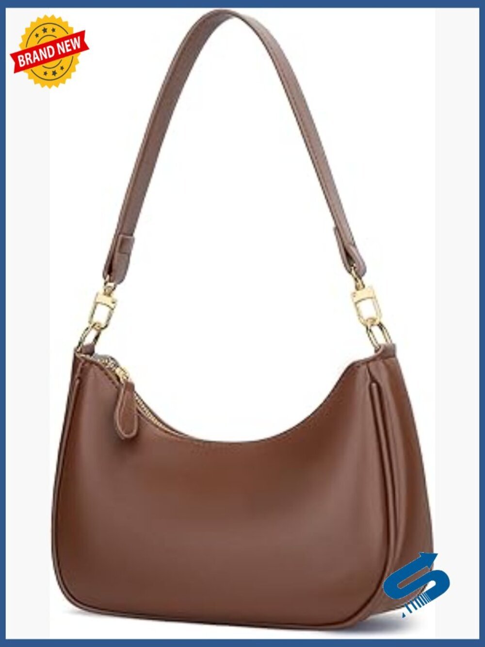 Small PU Leather Shoulder Bag with Removable Straps, 3 Pockets